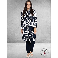 PORTRAITS Tuniek  ABSTRACT Navy/Wit